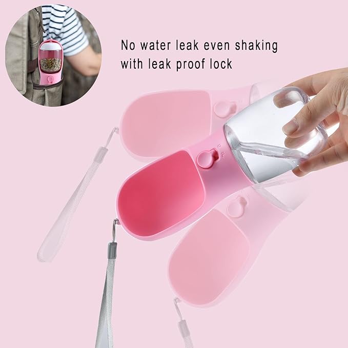 Dog Water Bottle with Food Container, Travel Puppy Water Bowl, Portable Pet Dispenser, Dog Stuff Accessories Items, Puppy Essentials Necessities for Yorkie Chihuahua Cat Walking and Hiking-Mewly Pet