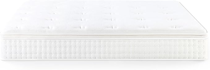 ZINUS 13 Inch Euro Top Pocket Spring Hybrid Mattress, Full, Pressure Relief, Pocket Innersprings for Motion Isolation, Mattress in A Box