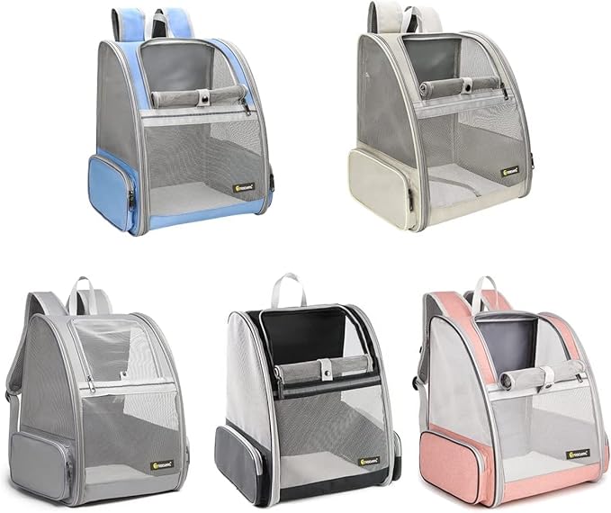 Texsens Pet Backpack Carrier for Small Cats Dogs | Ventilated Design, Safety Straps, Buckle Support, Collapsible | Designed for Travel, Hiking & Outdoor Use (Blue)-Mewly Pet