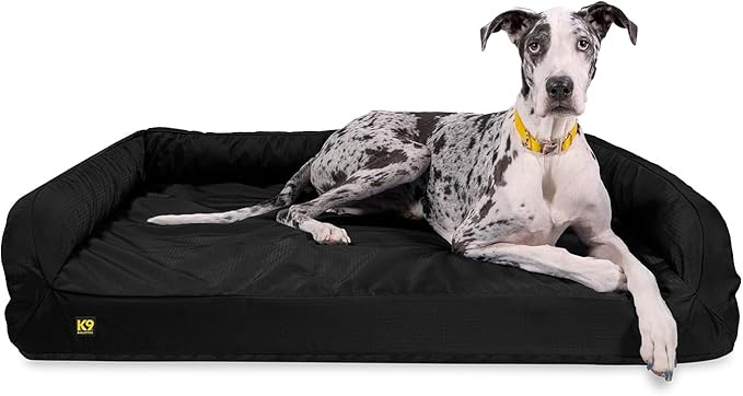 K9 Ballistics Tough Bolster Orthopedic Sofa Dog Bed with Removable Washable Cover - Durable, Water Resistant with Nonskid Bottom - XX-Large, Taupe Premium Finish-Mewly Pet