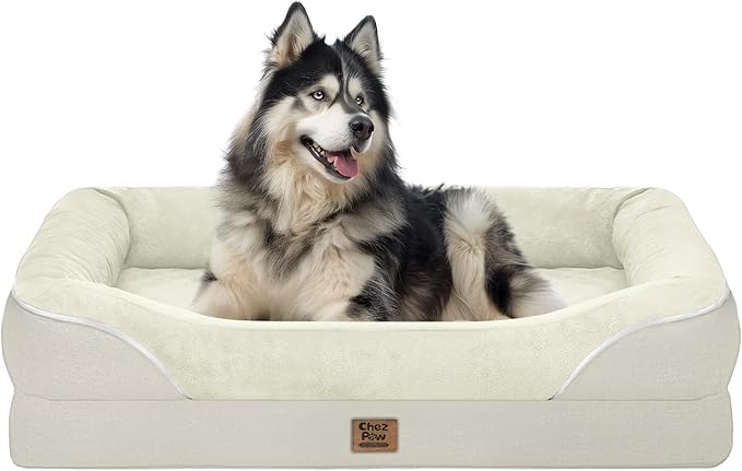 Washable Orthopedic Large Dog Bed - Extra Large Dog Beds with Bolsters Removable Orthopedic Foam Support Dogs Bed for XL Large Size Dogs with Waterproof Cover Non-Slip Bottom Pet Beds-Mewly Pet