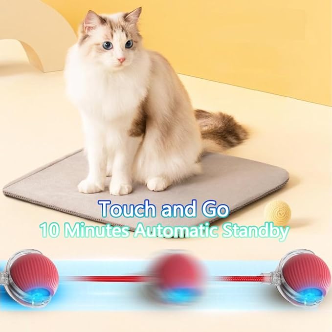 Interactive Cat Toys Ball for Indoor Cats, Auto Moving Cat Toys Interactive Motorized Electric Rolling Ball with Motion Sensor, Indoor Cats to Reduce Boredom (Red)-Mewly Pet