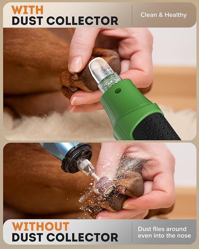 YABIFE 7-Speed Pet Nail Grinder with Light – Heavy Duty, Whisper Quiet Nail Trimmer for Dogs, Cats, Birds & Small Animals – Single-Handed Operation-Mewly Pet