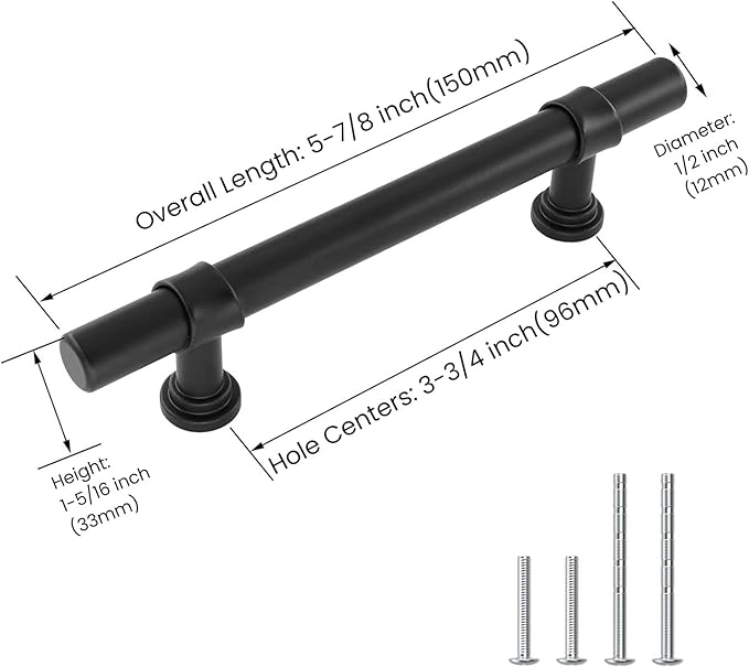 goldenwarm 10 Pack Black Cabinet Pulls 3-3/4 Inch Kitchen Cabinet Handles Black Drawer Handles Modern Dawer Pulls and Knobs Kitchen Hardware for Dresser Bathroom