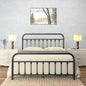 Golden Gate Beds Vintage Style Metal Bed Frame with Wrought Iron Headboard and Footboard, Classic Platform Bedframe with Storage, No Box Spring Needed, Mattress Foundation, Black, Queen Size