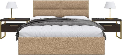 Vänt Upholstered Wall Panels - Queen/Full Size Wall Mounted Headboards - Faux Merino Wool Camel - Set of 4 Panels (Each Individual Panel 30"x11.5")