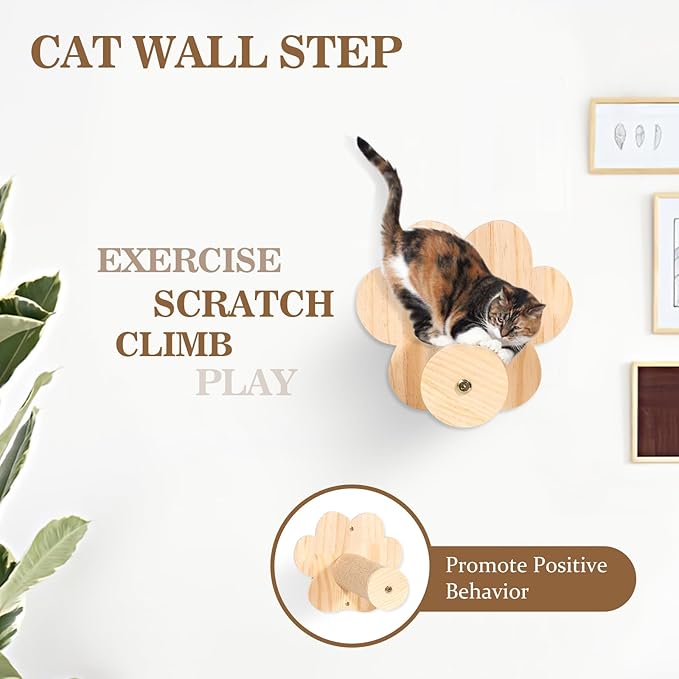Cat Wall Shelves and Perches, Wall Mounted Cat Furniture with Hammock, Bridge, Tree, Steps and Scratching Posts, Wooden Climbing System for Indoor Large Cats and Kittens-Mewly Pet