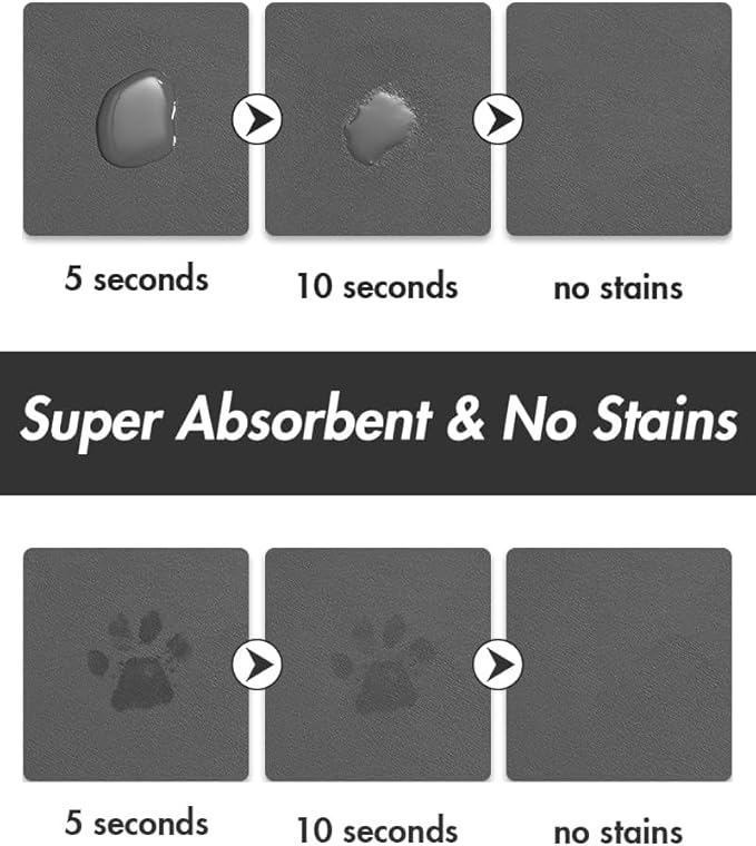Absorbent Dog Food Mat-Dog Mat for Food and Water Bowl, Quick Dry Pet Food Mat, No Stains Cat Feeding mat, Pet Accessories Pet Supplies Mat-Cat Water Bowl Mat for Messy Drinkers-Mewly Pet