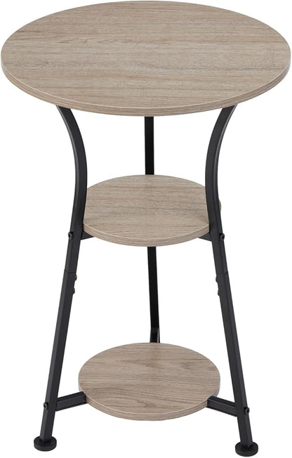 Dulcii Round Side Table for Narrow and Small Spaces,3 Tier Small Round End Table Sofa Side Table for Living Room,Small Bedside Table Round Nightstand for Bedroom
