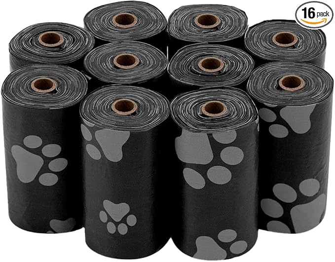 Best Pet Supplies Dog Poop Bags (240 Bags) for Waste Refuse Cleanup, Doggy Roll Replacements for Outdoor Puppy Walking and Travel, Leak Proof and Tear Resistant, Thick Plastic - Black-Mewly Pet