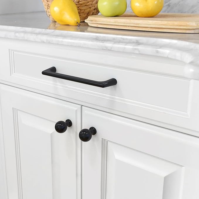 Amerdeco 10 Pack Matte Black Cabinet Pulls 5 Inch(128MM) Hole Centers Kitchen Cabinet Handles Hardware Kitchen Handles for Cabinets Cupboard Handles Drawer Pulls ZH0041