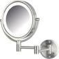 JERDON Wall-Mounted Makeup Mirror with Lights - Direct-Wired Lighted Makeup Mirror with 8X Magnification & Nickel Finish - Model HL88NLD