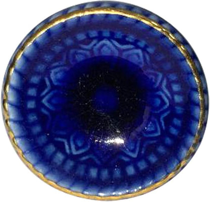 Perilla Home Set of 6 Marrakesh Knob Ceramic Decorative Round Knobs for Home Kitchen Cabinet Hardware Cupboard Glass Door Dresser Wardrobe and Drawer Pulls (Blue)