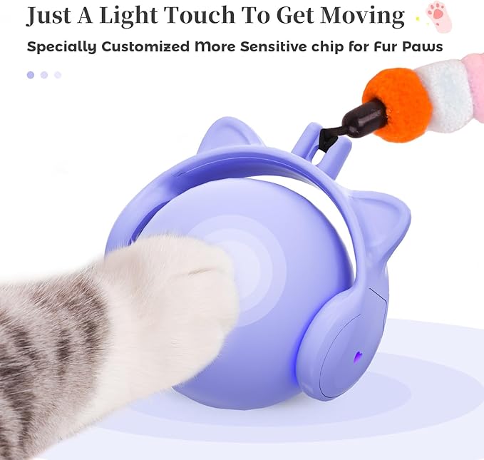 ORSDA Cat Toys for Indoor Cats, New Intelligent Voice Timing Touch Control Cats Ball, Simulate Mouse Sound Kitten Toy, Automatic Interactive Moving Cat Toy for All Ages-Mewly Pet