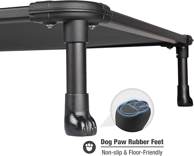 Veehoo Chew Proof Elevated Dog Bed - Cooling Raised Pet Cot - Rustless Aluminum Frame and Durable Textilene Mesh, Unique Designed No-Slip Feet for Indoor or Outdoor Use, Black, Medium, CWC2002-Mewly Pet