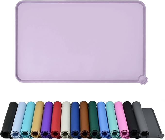 Waterproof Pet Feeding Mat with High Raised Edges, Heavier and Thicker Placemats for Cat Dog Water Bowl with BPA Free, Dogs Cats Food Mats for Messy Drinkers to Prevent Spill and Protect Floors-Mewly Pet