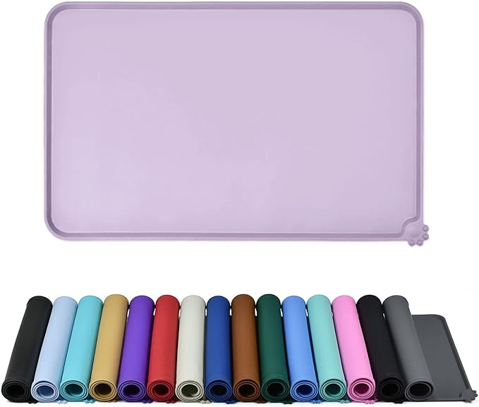 Waterproof Pet Feeding Mat with High Raised Edges, Heavier and Thicker Placemats for Cat Dog Water Bowl with BPA Free, Dogs Cats Food Mats for Messy Drinkers to Prevent Spill and Protect Floors-Mewly Pet