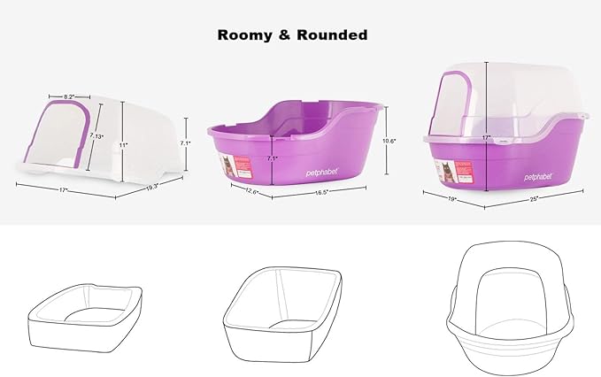 Covered Litter Box, Jumbo Hooded Cat Litter Box Holds Up to Two Small Cats Simultaneously,Extra Large Purple by Petphabet-Mewly Pet