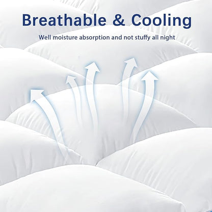 CYMULA Super Queen Mattress Topper Waterproof, Cooling Pillow Top Mattress Topper, Extra Thick Mattress Pad Cover with 8-21 Inch Pockets, Plush Down Alternative Fill Mattress Protector