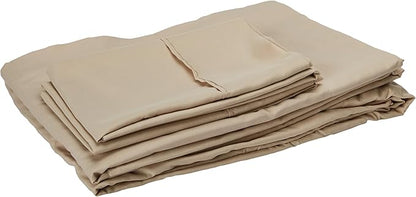 Sweet Home Collection 5 Piece Comforter Set Bag Solid Color All Season Soft Down Alternative Blanket & Luxurious Microfiber Bed Sheets, Beige, Twin XL