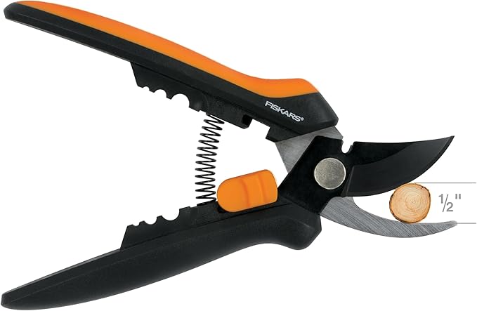 Fiskars Floral Pruning Shears - Plant Cutting Scissors/Garden Clippers For Deadheading and Working with Flowers - Black/Orange-Mewly Pet