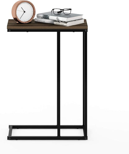 Furinno Camnus Modern Living C Shaped Sofa Side Table, 9.8 in x 17.9 in x 25 in, Columbia Walnut