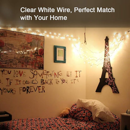 Brizled Christmas Lights, 600 Count 139.2ft Incandescent Mini Lights, Connectable 120V UL Certified for Xmas Wedding Bedroom Porch Decor, White Wire, Warm White