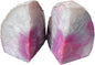 AMOYSTONE 2-3 Lbs Small Agate Bookends 1 Pair Natural Crystal Dyed Pink Decorative Book Stopper for Books Movies Cds
