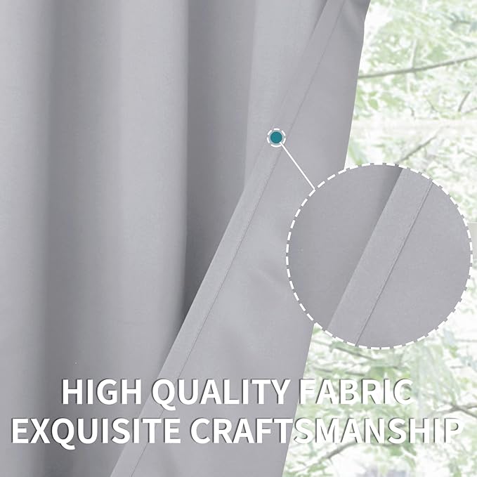 BGment Room Darkening Curtains 108 Inches Long - Grommet Thermal Insulated Drapes Window Treatment Curtains for Bedroom, 2 Panels, 52 x 108 Inch, Light Grey