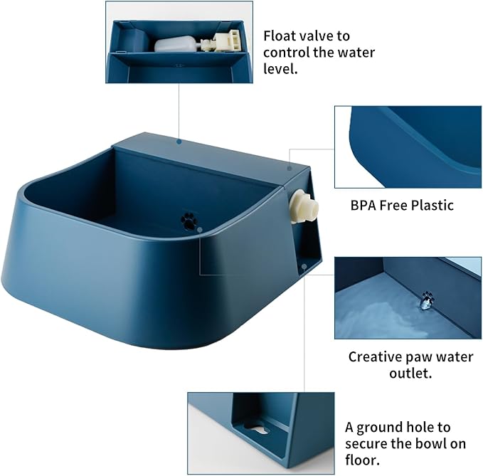 NAMSAN Automatic Dog Water Dispenser with Float Valve, 3/4'' Adapter, Outdoor Automatic Water Dispenser for Cats Chicken Animals, Goat Waterer, Livestock Water Trough-Mewly Pet