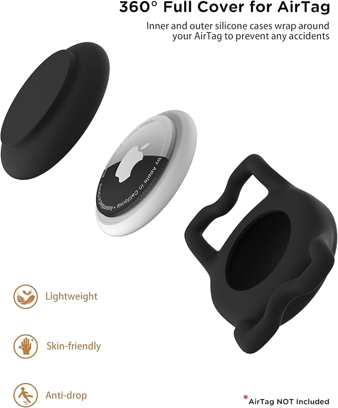 Dog Collar with Waterproof AirTag Holder & Anti-Lost QR Code, Cute Bling Warpping Adjustable Width for Small Medium Large Pet (Black, M)-Mewly Pet