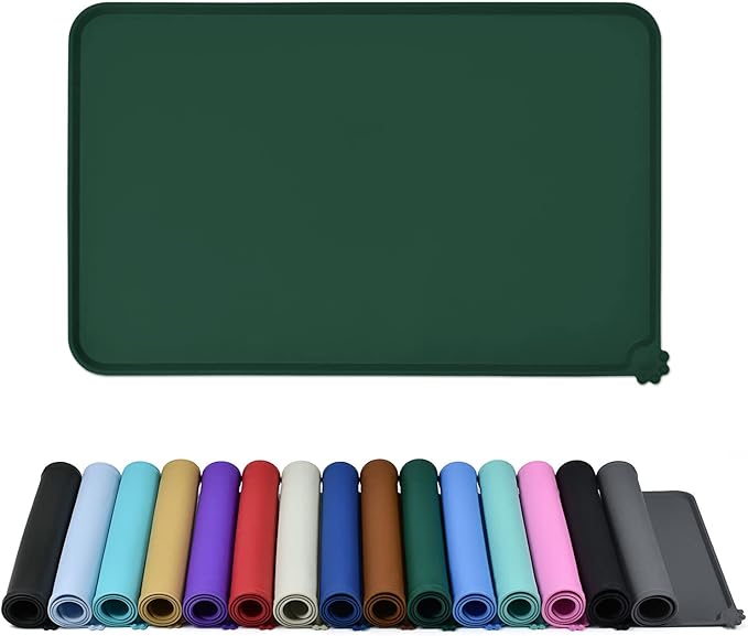 Waterproof Pet Feeding Mat with High Raised Edges, Heavier and Thicker Placemats for Cat Dog Water Bowl with BPA Free, Dogs Cats Food Mats for Messy Drinkers to Prevent Spill and Protect Floors-Mewly Pet