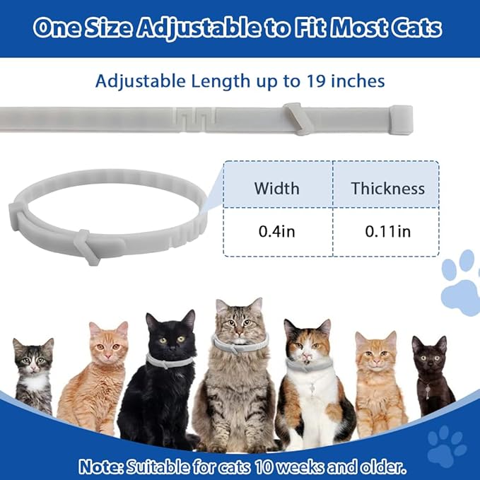 4 Pack Adjustable Flea and Tick Collar for Cats, Natural Plant Oil Formula Cat Flea Collar Provides 32-Month Protection for Flea Tick, Glow-in-The-Dark & Waterproof Cat Flea Treatment for All Cats-Mewly Pet