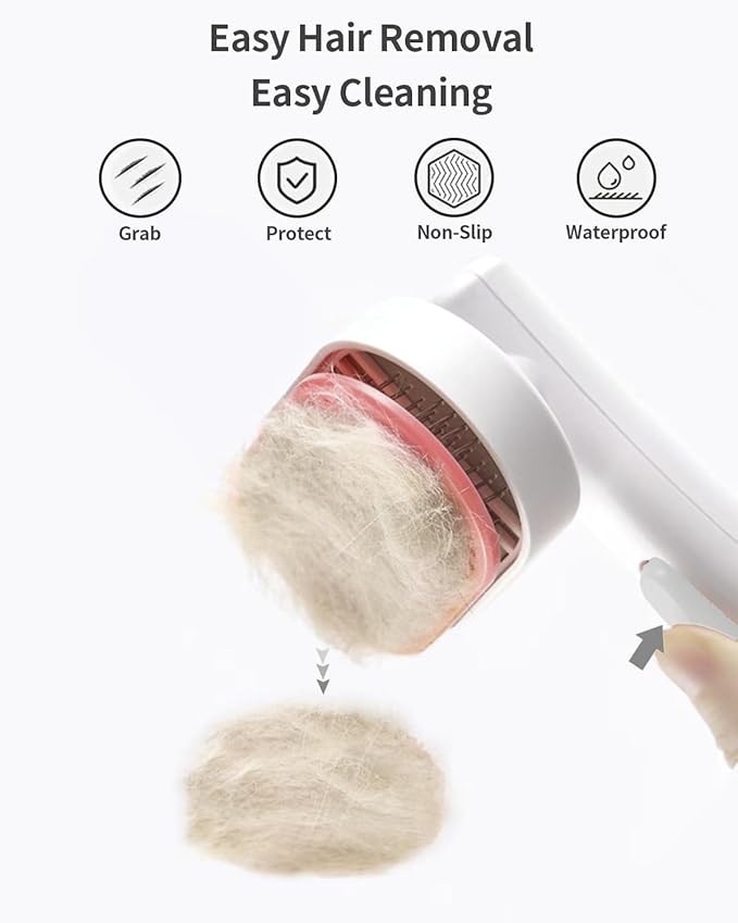Cat Brush With Release Button - Self-Cleaning Sliker for Indoor Short Cats, Effortless Hair Removal, Gentle on Skin, Grooming for Shedding and Loose Fur-Mewly Pet