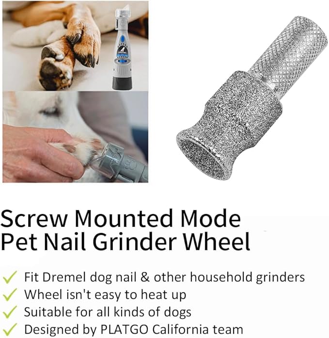 FlashA+60 Diamond Dog Nail for Dremel, Screw-Mounted Mode Nail Dremel Tool for Dogs, Especially Suitable for Long-Haired Dogs, Dremel Polishing Bits, Animals Nail Care & Home Grinder Tools-Mewly Pet