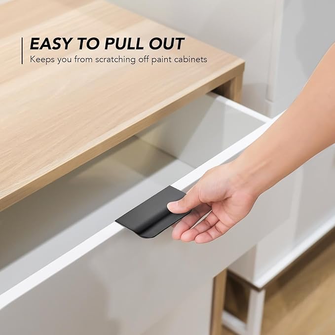 Ravinte Hardware 20 Pack Black Cabinet Handles, 3 Inch (76mm) Finger Edge Pulls, 2 Inch Hole Center, Finger Pulls for Cabinets
