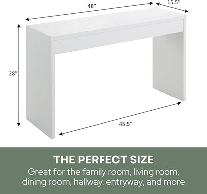 Convenience Concepts Northfield Hall Console Table 48" - Modern, Minimalist Narrow Sofa Display Accent for Contemporary Living Room, Entryway, or Hallway, White