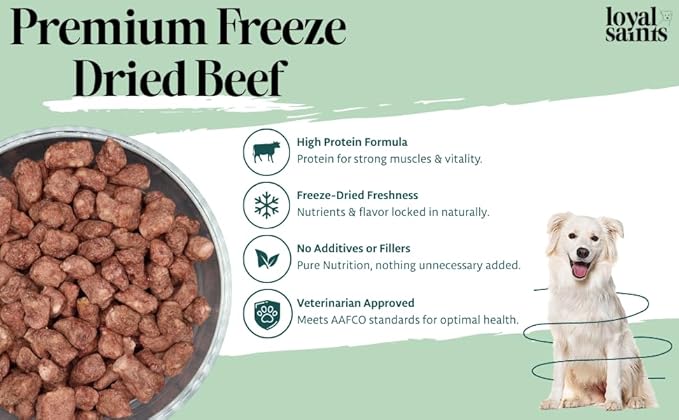 Freeze Dried Raw Dog Food - Premium Beef Flavor with High Protein and Grain Free Dog Food for Small or Large Breeds and Picky Eaters - Versatile as Meal Topper, Snack, and Treats, 14 Oz-Mewly Pet