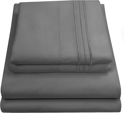 King Size Sheets - Breathable Luxury Bed Sheets with Full Elastic & Secure Corner Straps Built In - 1800 Supreme Collection Extra Soft Deep Pocket Bedding Set, Sheet Set, King, Gray
