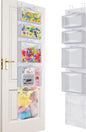 Hanging Toy Storage over Door, Block Stuffed Animal Organizer Idea with 4 Removable Case Bag, Bi-Fold Closet Holder with Mesh Pocket for Kid Boy Girl