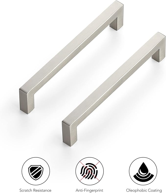 Ravinte 25 Pack 6-1/4 Inch Square Cabinet Handles - Brushed Nickel Pulls, Stainless Steel Drawer Pulls, Kitchen Cabinet Hardware