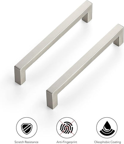 Ravinte 18 Pack 6-1/4 Inch Square Cabinet Handles - Brushed Nickel Stainless Steel Drawer Pulls - Kitchen Hardware