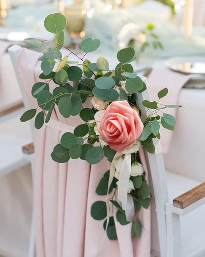 JOYLEX Artificial Flowers Realistic Roses, 25pcs Pink Real Looking Fake Roses with Stem for DIY Wedding Bouquets Centerpieces Bridal Shower Party Home Romantic Decorations (25pcs, Pink)
