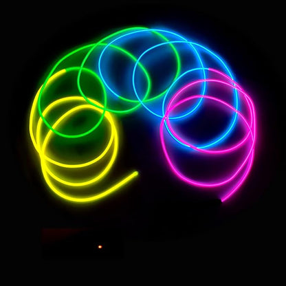 MaxLax EL Wire Mutilcolor, 9.8ft/3m Portable Battery Pack Neon Light Strip 360° Cuttable Glowing Rope Lights for Parties, Halloween, DIY Decoration