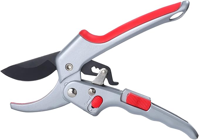 Garden clippers, premium Germany pruners, Work 3 times easier, professional ratchet pruning shears, cutting rose, flower, hedge, stem, tree, Sharp gardening scissors, Arthritis weak hand snips-Mewly Pet