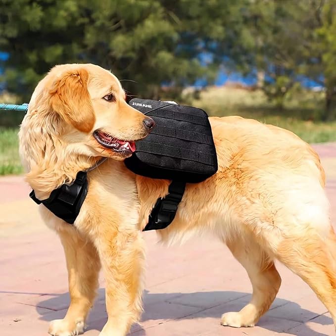 BYGD Dog Backpack for Hiking and Camping,Waterproof Lightweight Dog Hiking Backpack Harness with 2 Big Side Pockets Detachable Adjustable, Dog Saddle Bag for Large Dogs Walking Outdoor(X,XL Black)-Mewly Pet