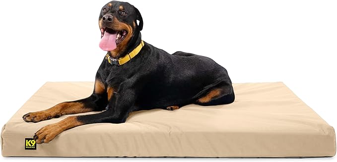 K9 Ballistics Tough Ripstop Orthopedic Rectangle Dog Bed Removable Washable Cover, Solid Orthopedic Foam for Size XL X-Large Dogs 54"x38", Sandstone-Mewly Pet