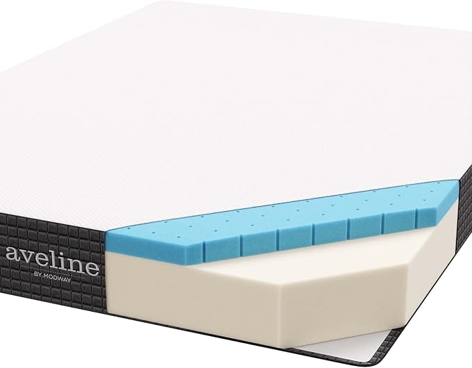 Modway Aveline Memory Foam Bed Mattress Conventional, Twin,Firm, White