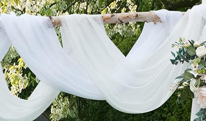 LinenZone White Window Scarf Valance in 216 Inch Size. Use Window Scarves as Canopy Bed or Backdrop Curtains, Curtain Scarf, or Sheer Fabric for Draping. (Amazing 55 x 216, White)