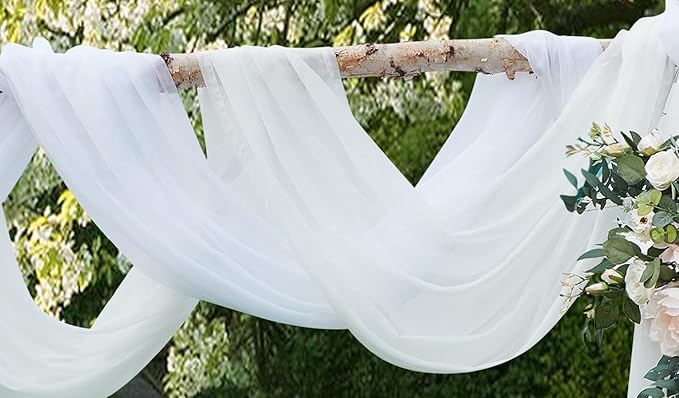 LinenZone White Window Scarf Valance in 144 Inch Size. Use Window Scarves as Canopy Bed or Backdrop Curtains, Curtain Scarf, or Sheer Fabric for Draping. (Amazing 55 x 144, White)